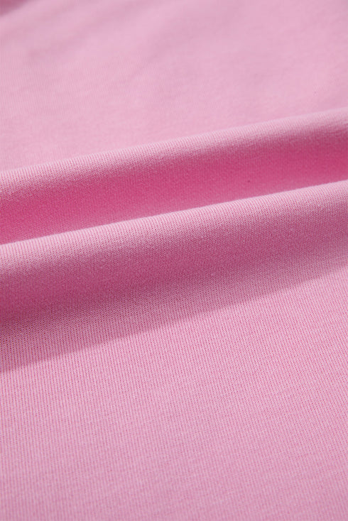 Applique Big Flower Raw Seam Color Block Wide Leg Two Piece Pant Set