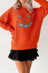 Applique Graphic Drop Shoulder Round Neck Long Sleeve Sweater