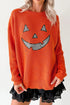 Applique Graphic Drop Shoulder Round Neck Long Sleeve Sweater