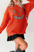Applique Graphic Drop Shoulder Round Neck Long Sleeve Sweater
