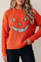 Applique Graphic Drop Shoulder Round Neck Long Sleeve Sweater