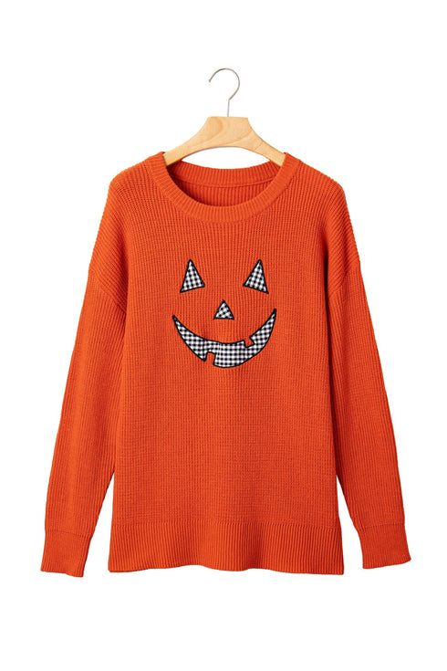 Applique Graphic Drop Shoulder Round Neck Long Sleeve Sweater