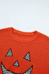 Applique Graphic Drop Shoulder Round Neck Long Sleeve Sweater