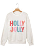 Applique Slogan Round Neck Long Sleeve Sweatshirt