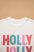 Applique Slogan Round Neck Long Sleeve Sweatshirt