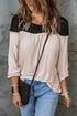 Apricot Apricot Round Neck Long Sleeve Color Block Tunic Top