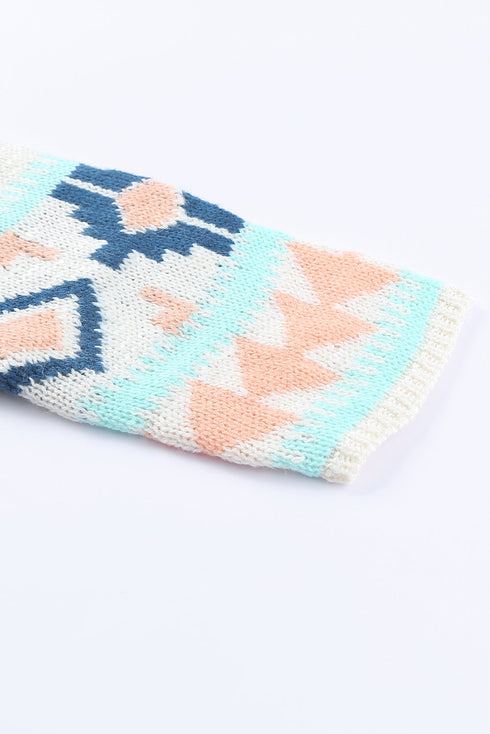 Apricot Aztec Print Open Front Cardigan