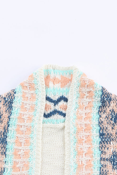 Apricot Aztec Print Open Front Cardigan