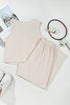 Apricot Buttoned V Neck Tank Top and Wide Leg Pants Casual Outfit