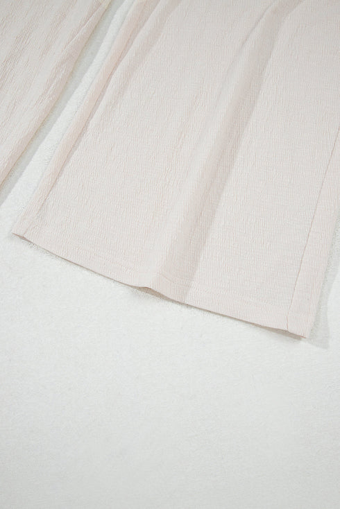 Apricot Buttoned V Neck Tank Top and Wide Leg Pants Casual Outfit