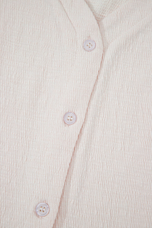 Apricot Buttoned V Neck Tank Top and Wide Leg Pants Casual Outfit