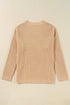 Apricot Cable Knit Drop Shoulder Side Slits Loose Sweater
