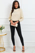 Apricot Color Block Bow Back Mock Neck Blouse