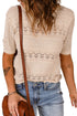 Apricot Crochet Hollow-Out Short Sleeve T-Shirt