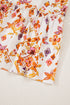 Apricot Floral Geometric Print Ruffled Trim Flutter Sleeve Mini Dress