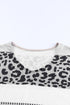 Apricot Leopard Color Block V Neck Top