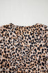 Apricot Leopard V Neck Half Sleeve Blouse