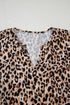 Apricot Leopard V Neck Half Sleeve Blouse