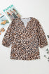 Apricot Leopard V Neck Half Sleeve Blouse