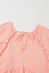 Apricot Pink Plus Size Textured Wide Short Sleeve Babydoll Blouse