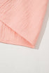 Apricot Pink Plus Size Textured Wide Short Sleeve Babydoll Blouse