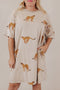 Apricot Plus Size Cheetah Print Side Pockets T Shirt Mini Dress