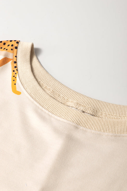 Apricot Plus Size Cheetah Print Side Pockets T Shirt Mini Dress