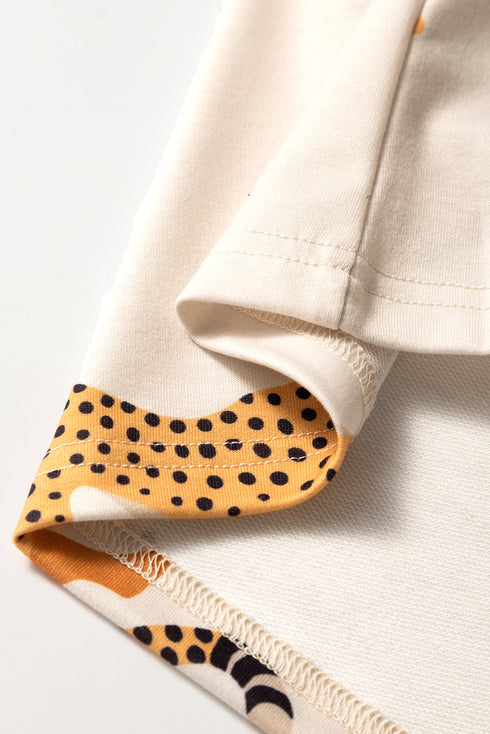 Apricot Plus Size Cheetah Print Side Pockets T Shirt Mini Dress