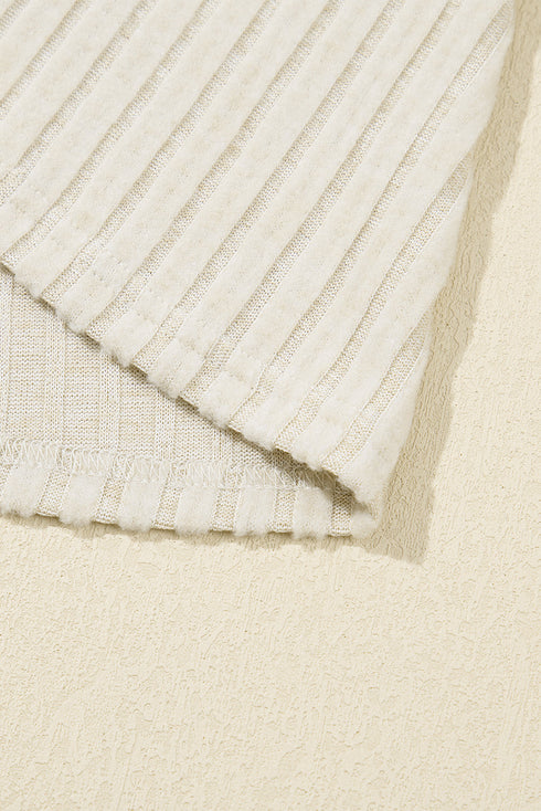 Apricot Ribbed Knit Mock Neck Tank Top