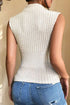 Apricot Ribbed Knit Mock Neck Tank Top
