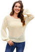 Apricot Sheer Openwork Knit Sweater