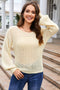 Apricot Sheer Openwork Knit Sweater