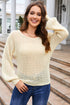 Apricot Sheer Openwork Knit Sweater