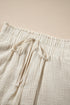 Apricot Textured Frilled Knotted High Waist Lace Hem Shorts