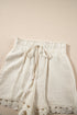 Apricot Textured Frilled Knotted High Waist Lace Hem Shorts