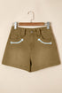 Arrow Detail Western Denim Graphic Statement Shorts