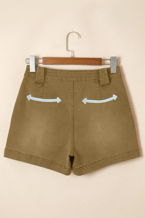 Arrow Detail Western Denim Graphic Statement Shorts