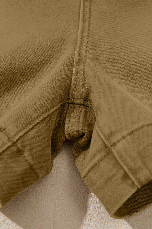 Arrow Detail Western Denim Graphic Statement Shorts