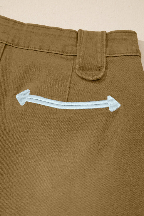 Arrow Detail Western Denim Graphic Statement Shorts
