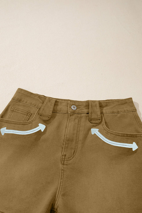 Arrow Detail Western Denim Graphic Statement Shorts