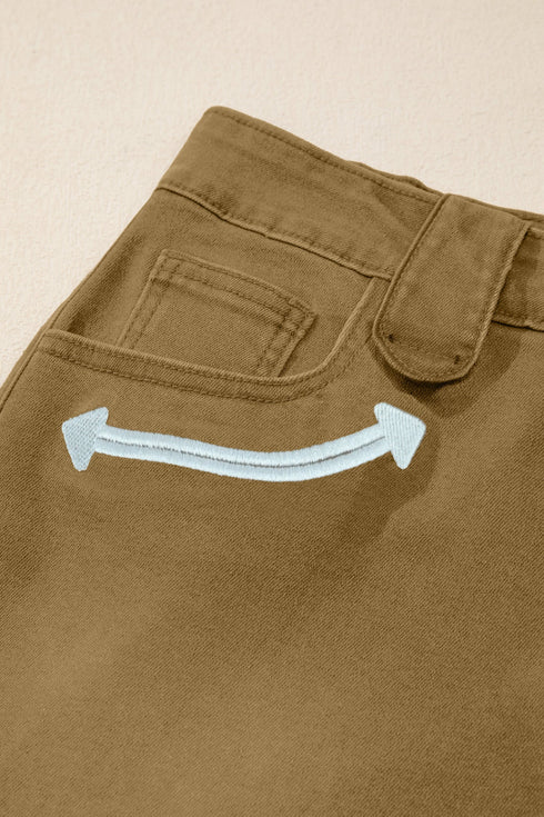 Arrow Detail Western Denim Graphic Statement Shorts