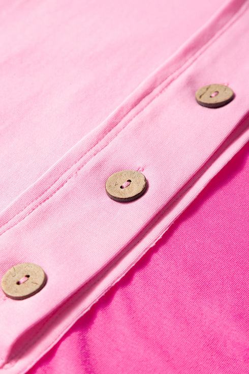 Artful Blocking Patchwork Short Sleeve Plus Henley Top