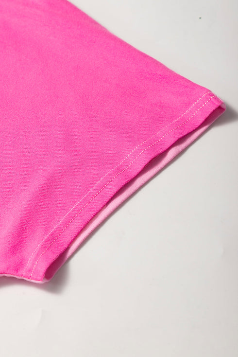 Artful Blocking Patchwork Short Sleeve Plus Henley Top