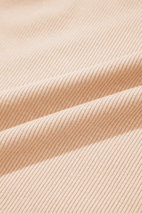 Artisan Bloom Crochet Trim Ribbed V Neck Short Sleeve Top