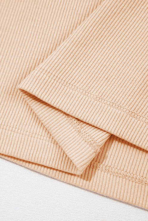 Artisan Bloom Crochet Trim Ribbed V Neck Short Sleeve Top