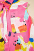 Artistic Brushstroke Print Cap Sleeve Button Down Shirt