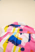 Artistic Brushstroke Print Cap Sleeve Button Down Shirt