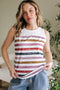 Artistic Brushstroke Stripe Sleeveless Round Neck Tank