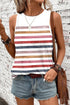Artistic Brushstroke Stripe Sleeveless Round Neck Tank