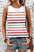 Artistic Brushstroke Stripe Sleeveless Round Neck Tank